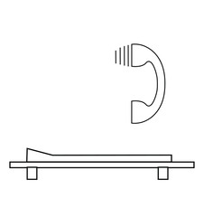 Vector drawing of a doctor’s call, drawing a telephone receiver, flat graphics, icons for the site