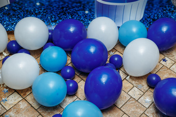children's holiday. balloons in blue. balloons