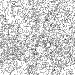Seamless floral pattern. Coloring book. Page antistress coloring. Coloring book for adults. Page coloring for adults