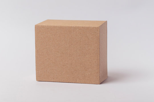 closed cardboard box isolated on white background Mockup for design