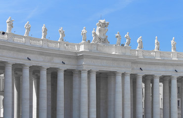 Detail from buildings in Piazza San Pietro, St Peters Square in Vatican
