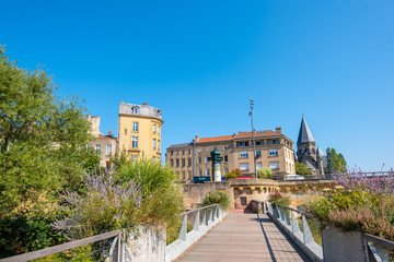 Fototapeta na wymiar City landscape near the Moselle River in Metz, Lorraine, France