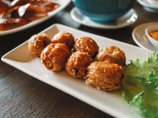 close up (Hoi Jo)Deep Fried Crab Meat Rolls asian chinese food