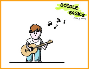 Guitar Man Doodle Sketchnote Template for Workshops, Seminar, Flipchart and Graphic Recording
