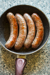 White fried sausages - polish Easter breakfast 