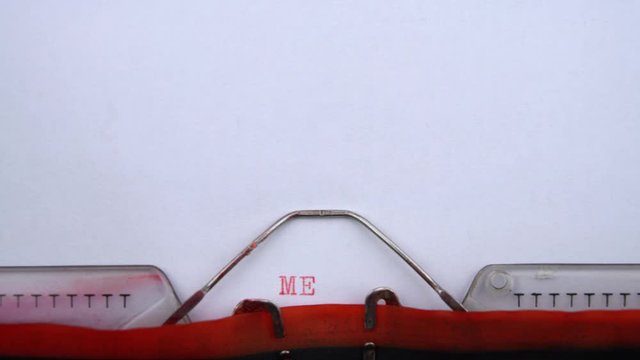 Medical questionnaire - phrase printed on an old typewriter in red letters, close up. vintage inscription