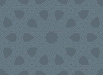 Vector geometric seamless Indian exotic line texture. Blue background.