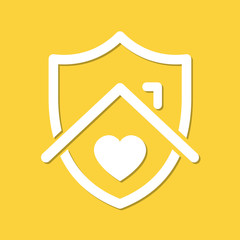 Stay home, heart home shield sticker symbol.