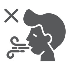 Difficulty breathing glyph icon, dysnea and covid-19, coronavirus symptom sign, vector graphics, a solid icon on a white background, eps 10.