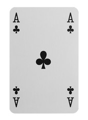 Ace of clubs playing card for poker and casinos, isolated on white background with clipping path