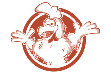 funny chicken cartoon logo vector illustration