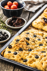 Homemade Italian Focaccia. Traditional Italian pastries