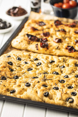 Homemade Italian Focaccia. Traditional Italian pastries