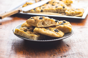 Homemade Italian Focaccia. Traditional Italian pastries