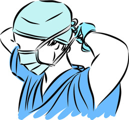 doctor medical concept tighting mask vector illustration