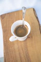 espresso cup on a wooden table taste and flavour of italy