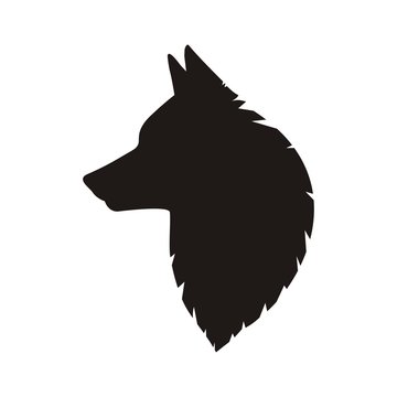 Wild wolf head silhouette