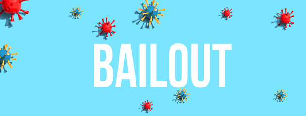 Bailout theme with virus craft objects - flat lay