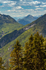 Panoramic point of view from the Sanctuary of the Mount Lussari (Italy, East Alps)