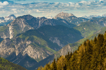 Panoramic point of view from the Mount Lussari (East Alps, Italy)