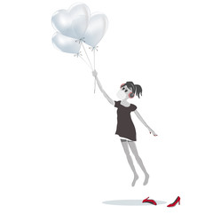 The quarantined girl. Self-isolation from problems. Coronavirus. Vector illustration.