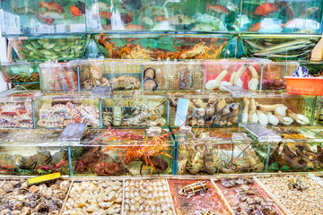 Live Seafood Market in Sai Kung, Hong Kong