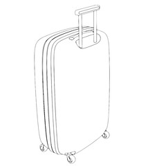 sketch of a suitcase with wheels vector from different views