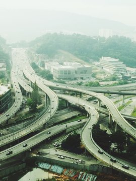 Aerial View Of Multiple Lane Highway