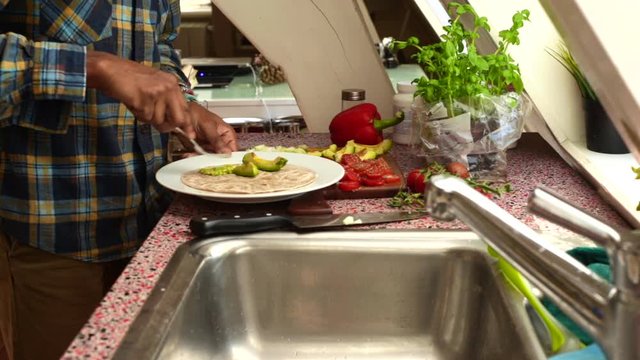 Top View Couple Making Great Tacos At Home