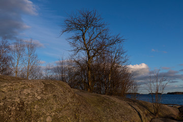 Spring seaside sunshine in Espoo with no people