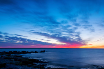 Cloudy sunset over the Baltic Sea at island of Gotland, Sweden