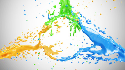 Multicolor Paint Splash on gradient background. Abstact Art Concept with Space for Your Design