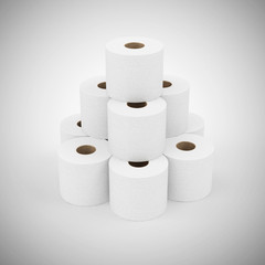 Heap of White Toilet Paper on gradient background