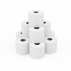 Heap of White Toilet Paper isolated on white background