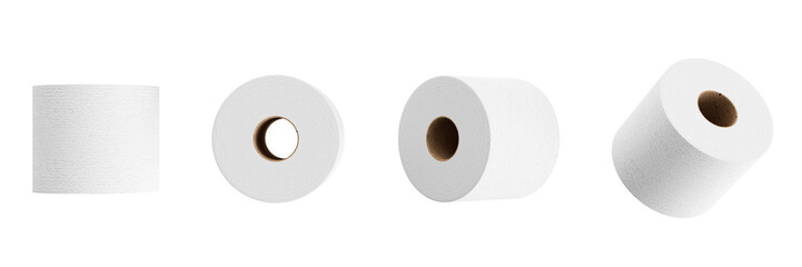 Set of White Toilet Paper isolated on white background