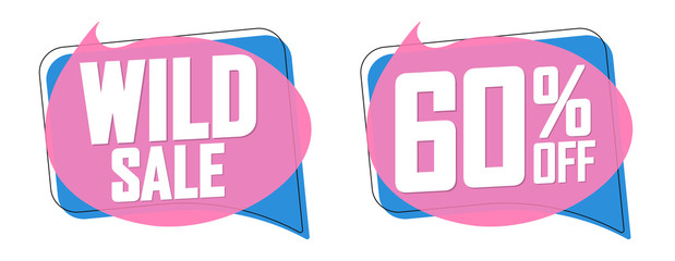 Set Sale bubble banners design template, discount tags, app icons, vector illustration