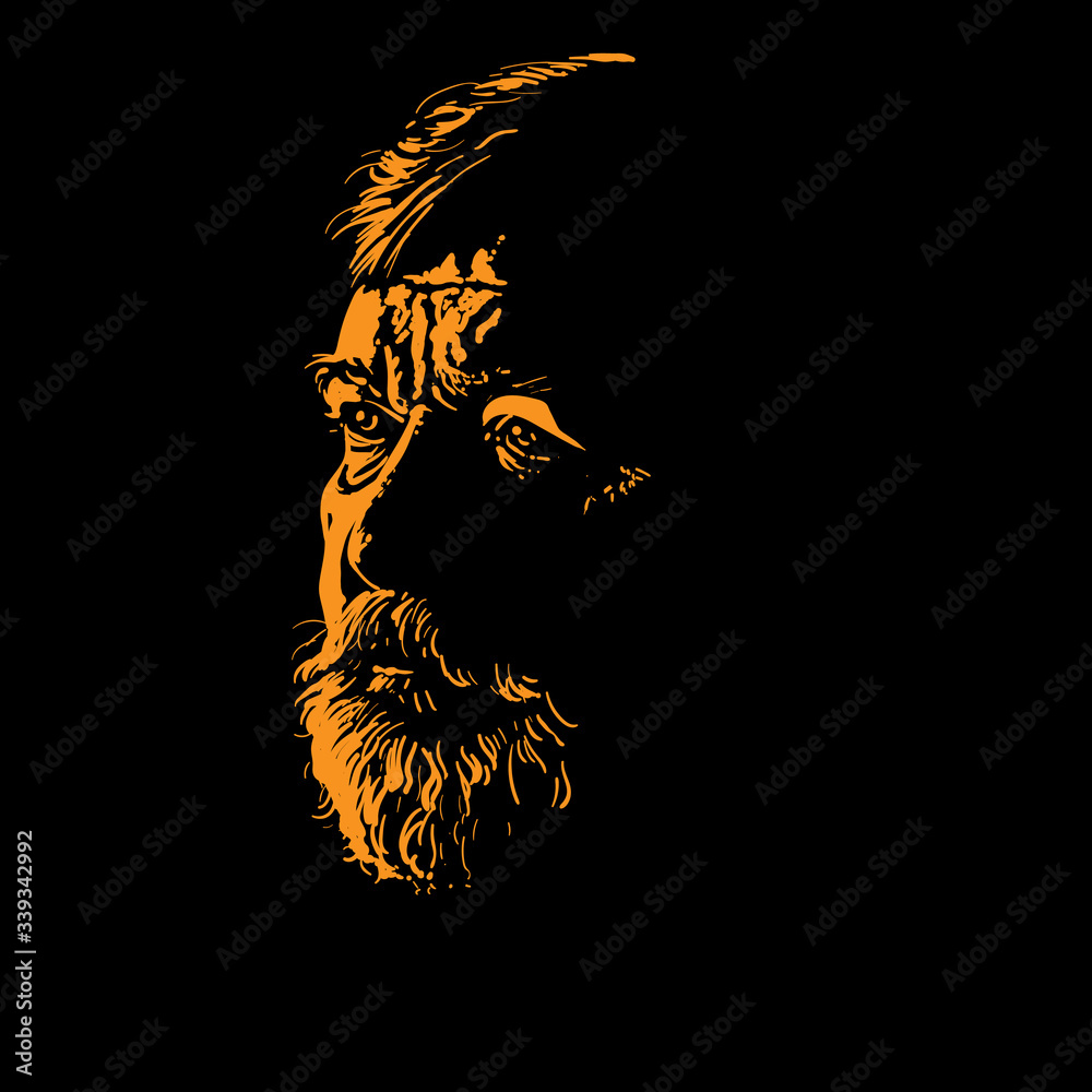 Wall mural Old Man portrait silhouette in contrast backlight