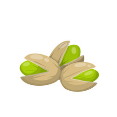 Pistachios. Green nuts in their shells. Set of Walnut. Snack and food. Cartoon flat illustration