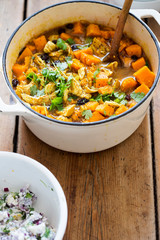 Chicken with cumin, turmeric and coriander with sweet potatoes 