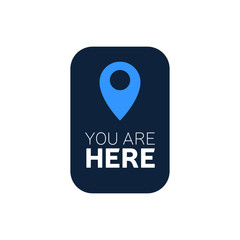 You are here sign icon mark. Destination or location point concept. Pin position marker design.