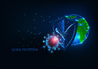 Futuristic global medical protection from infectious coronavirus covid-19 disease concept