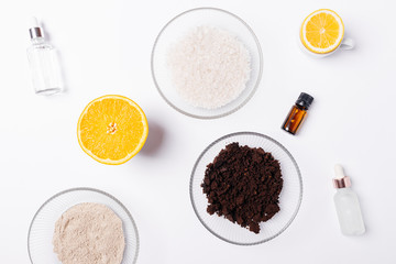 Ingredients for homemade cosmetic body scrub