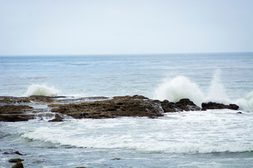 Ocean Waves on Rocks at White Point Park Southern California