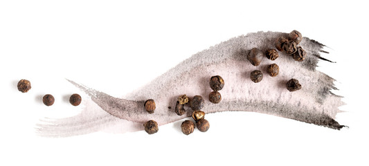 black pepper on watercolor paint