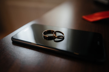Stylish men's accessories close-up during the preparations for the wedding