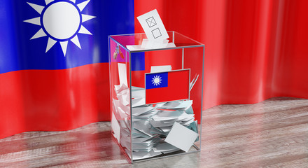 Taiwan - ballot box - voting, election concept - 3D illustration