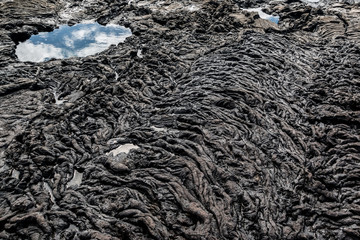 Pahoehoe Lava On Wawaloli Beach, Wawaloli Beach Park, Hawaii, Hawaii, USA