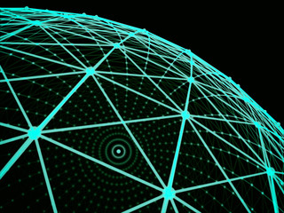 Abstract sphere geometry orb and polygonal lines and dots. Futuristic Technology (super high resolution)