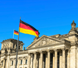 Fototapeta na wymiar The Reichstag building in Berlin: German parliament 