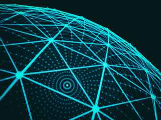 Abstract sphere geometry orb and polygonal lines and dots. Futuristic Technology (super high resolution)